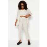 product_image_name-Trendyol-Pantalon Tissé À Rayures Aspect Lin Beige TBBSS23AR00039-5