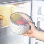 product_image_name-Generic-Pack de 3 Boîtes de Conservation Hermétiques avec Paniers Égouttoirs – Bac à Légumes et Fruits pour Réfrigérateur – Passoire Intégrée – Transparent-2