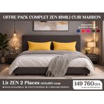 product_image_name-RICHBOND-Pack ZEN Simili Cuir- Lit Complet 140x190 Avec Matelas Majorelle 2 Places, Surmatelas, Sommier et Tête de Lit – Couette + 2 Oreillers Inclus – Soutien du dos - Marron-1