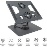 Generic Support Réglable Pour Ordinateur Portable Avec Ventilateur De Refroidissement, Réglage En Continu, Base Rotative - image 2
