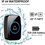 product_image_name-Flushrenic-Sonnette sans fil, Kit de sonnette étanche, Distinguer les portes avant et arrière, Portée de plus de 1000 pieds et 60 carillons, 5 niveaux de volume et flash LED, pour bureau à domicile-2