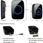 product_image_name-Flushrenic-Sonnette sans fil, Kit de sonnette étanche, Distinguer les portes avant et arrière, Portée de plus de 1000 pieds et 60 carillons, 5 niveaux de volume et flash LED, pour bureau à domicile-3