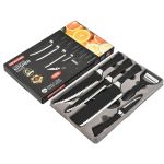 Generic Ensemble de 6 Couteaux de Cuisine en Acier Inoxydable avec Ciseaux et Éplucheur – Noir