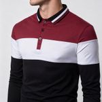AIDAILU Polo à Manches Longues Pour Hommes Loisirs- Multicolore - image 4