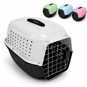 Caisse de Transport Rigide pour Chien et Chat avec Porte Métallique Sécurisée, Ventilation Optimisée et Poignée de Transport Ergonomique