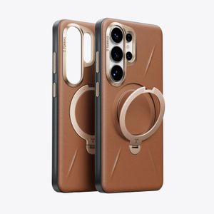 Torras Vegskin MagSafe avec support rotatif intégré-Marron compatible S26 ultra