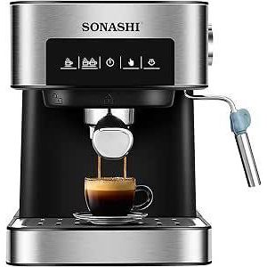 Sonashi Machine à café expresso tout-en-un, 850 W, réservoir d'eau amovible 1 L, protection contre la surchauffe