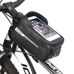 Sacoche de Cadre Vélo Étanche avec Support Téléphone Tactile - Sac de Rangement Rigide pour VTT et Moto - Protection Solaire et Grande Capacité
