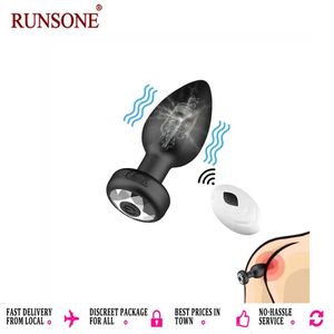 RUNSONE Plug anus intelligent Vibrateur Télécommande sans fil Plug clitoris Vibrant Massage de pro state masculin Étanche Rechargeable en Silicone Préliminaires Solo Jouet sexuel pour Hommes Femmes Couples