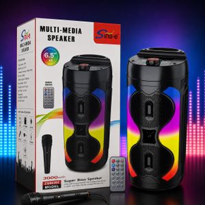 SinG-e Enceinte Bluetooth Portable Sing-ZQS6202 – 2 × 6,5", Super Bass, LED Multicolore, Karaoké, USB/TF/AUX/FM