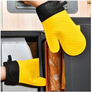Gants de cuisine professionnels extra larges en silicone rouge et noir, résistants à la chaleur, pour barbecue et grillades.