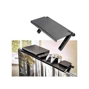 Support Tv - support decodeur noir - Etagere Supérieure TV Et Ordinateur - Support De Rangement Universel Pour Bureau