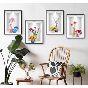 4 Pièces Décoration De Fond De Salon - Autocollants En PVC - Art Deco - Effet 3D