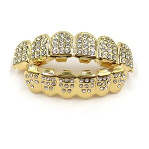 Grillz Dentaires Hip Hop Dorés – Style Rappeur Unisexe, Effet Diamant Brillant