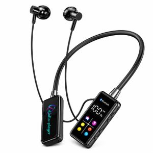 Écouteurs Bluetooth Tour de Cou Double Bass avec Écran LED, Type-C, Batterie 300 mAh – Noir