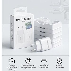 Chargeur 25W PD adapter USB C boîtier charge rapide-chargeur 