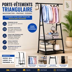Porte-Vêtements Triangulaire avec Étagères – Penderie Multifonction Moderne & Gain de Place ( Blanc)