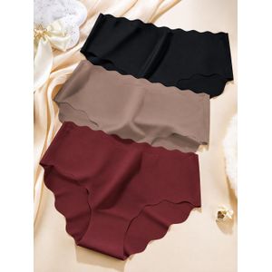 Lot de 3 Culottes Féminines Sans Couture à Bords Ondulés.