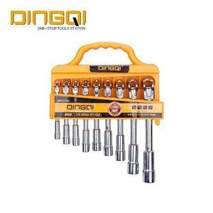 DINGQI  Clé Mécanique à Pipe à Cliquet Outils à Main Professionnels En Chrome, 9 Pièces,