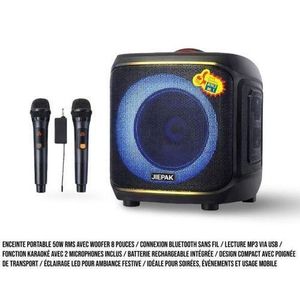 Jiepak Woofer Enceinte Bluetooth Portable Haut-Parleur Avec Microphone sans Fil - Noir
