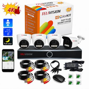 TELI Kit de Vidéosurveillance 5MP – 3 Caméras Dôme + 1 caméra Bullet Full Color avec Enregistreur et Disque Dur 500 Go Inclus