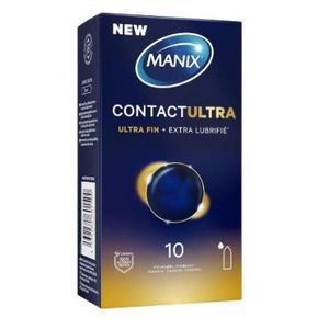 Manix Contact Ultra: Boite de 10 Préservatifs pour Homme, Ultra-Fins et Extra Lubrifiés pour des Sensations Intactes