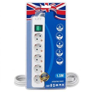 Rallonge Électrique G&T (5 Prises Européennes) - Longueur 1.5M - Protection Surcharge Avec Interrupteur Général
