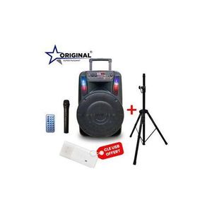 Original Super Power Haut-parleur Multimédia + 1 Micro + 1 Télécommande + Pied & Clé USB Offerts