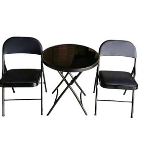 Table vitrée pliante Avec 2 chaises