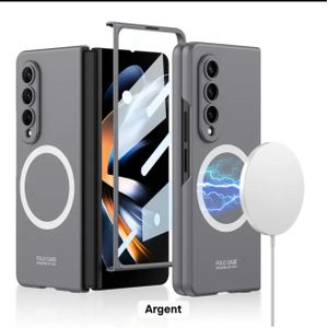 Coque Samsung Z fold 4 gris dur mag
