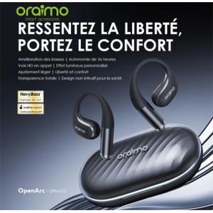 Oraimo Écouteur Bluetooth OpenArc Basses Open-Ear Appel HD - Bonne Bass - Connecté 2 appareil 