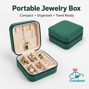 Cloudoon Boîte à bijoux en cuir PU avec séparateurs amovibles - Vert foncé