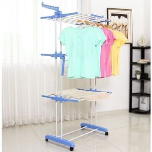 Séchoir à Linge 3 Niveaux Avec Roues Multifonctions - Bleu