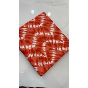 Mode Tissu soie orange blanc motif indigo pour femme