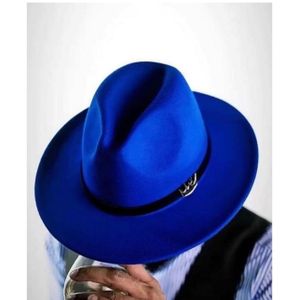 Chapeau Fedora Bleu Royal Homme - Style Élégant avec Couronne