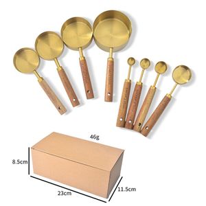 Ensemble de 8 tasses et cuillères doseuses en acier inoxydable – Emboîtables, durables et précises – Outils de cuisine et de pâtisserie