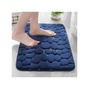 Tapis De Salle De Bain En Velours Corail, Absorbant, Motif Galet Pour Entrée Noir