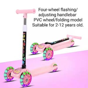 Jouet Trottinette, pneu lumineux couleur rose avec accessoire de protection 