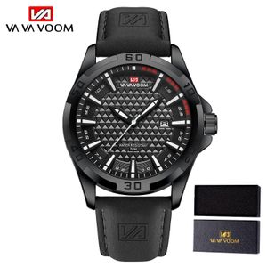 vava voom Montre Homme Sport Quartz Motif Géométrique Cadran Affichage Calendrier 30M Résistante à l'Eau Noire Montre de Plein Air - Noir