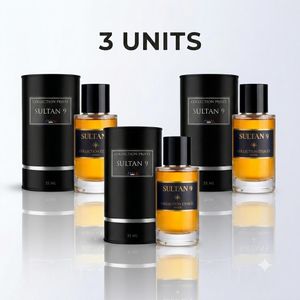 Collection Prestige Paris Collection privée 3x parfum SULTAN 9 Cette fragrance envoûtante allie des notes florales et fruitées pour créer un parfum doux et sensuel, parfait pour toute occasion 50ml