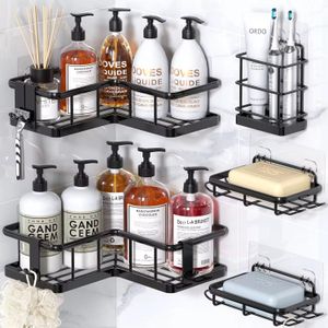 Étagères de Rangement de Salle de Bain - 5 Pièces - Noir