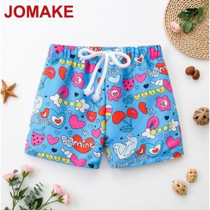 JOMAKE Short pour garçons de 2 à 9 ans, base bleue avec motif en forme de cœur, avec cordon de serrage à la taille et poches.