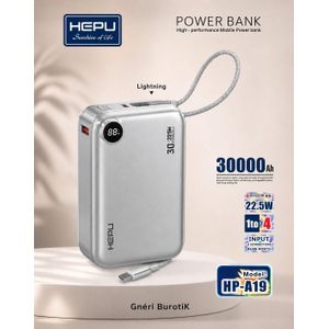 Hepu Mini Power bank 30000mAh HP-A19 Gris - 22,5W Charge Super Rapide