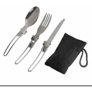 Kit de 3 Couverts Pliables en Acier Inoxydable Camping Voyage Nomade