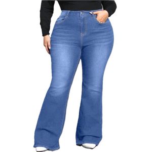 Pantalon Jeans Large Taille Haute – Denim Bleu Élégant