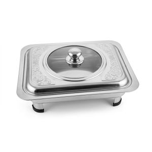 Plat de Presentation en Acier Inoxydable avec Couvercle