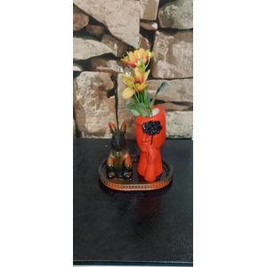 Vase décoratif+ figurine de lapin + un mini plateau 