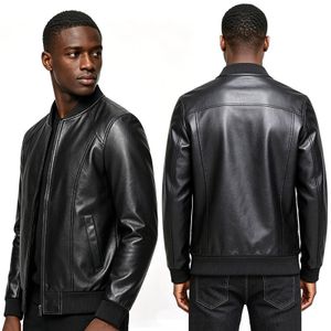 SHJO Veste Homme Cintrée Simili Cuir Coupe-vent Imperméable Blouson Motard Tendance Élégant Manteau Mode Noir