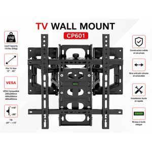 Support Mural TV CP601 Orientable et Inclinable – 12 à 65 pouces 