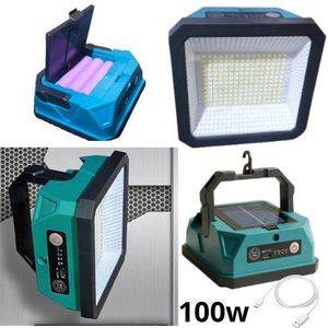 Projecteur solaire portable, Lampe de secours rechargeable , Projecteur LED 100W de chantier, Lampe camping solaire , Batterie rechargeable , Éclairage nomade USB .